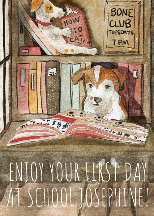 Cute Jack Russell Watercolour Illustration Personalised New School Card