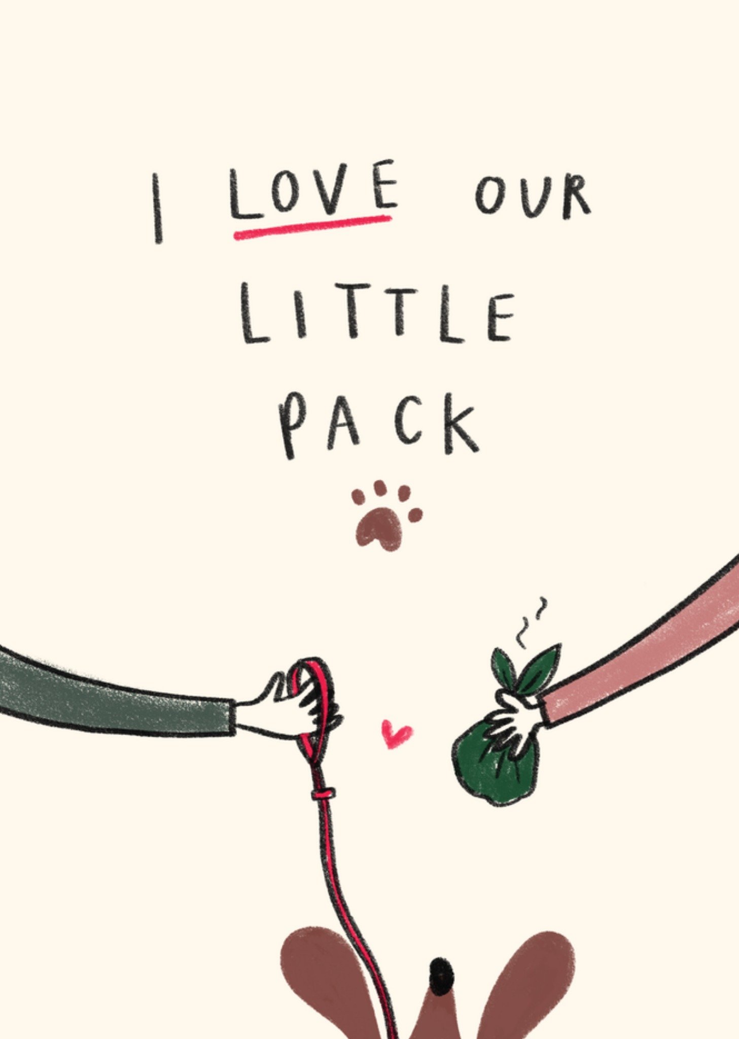 Moonpig Funny Illustrated I Love Our Little Dog Pack Valentine's Day Card