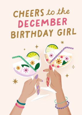 Cheers To The December Birthday Girl Card