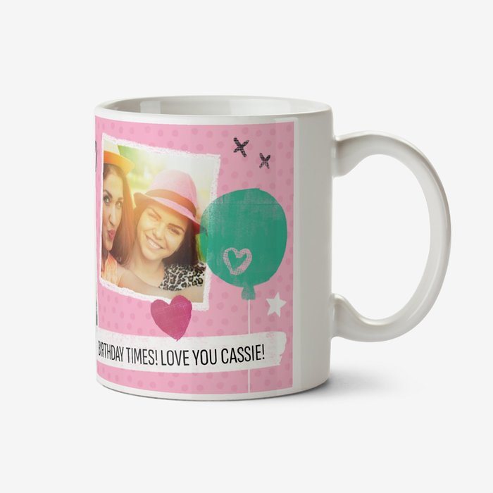 Happy Birthday Times Pink Photo Upload Mug