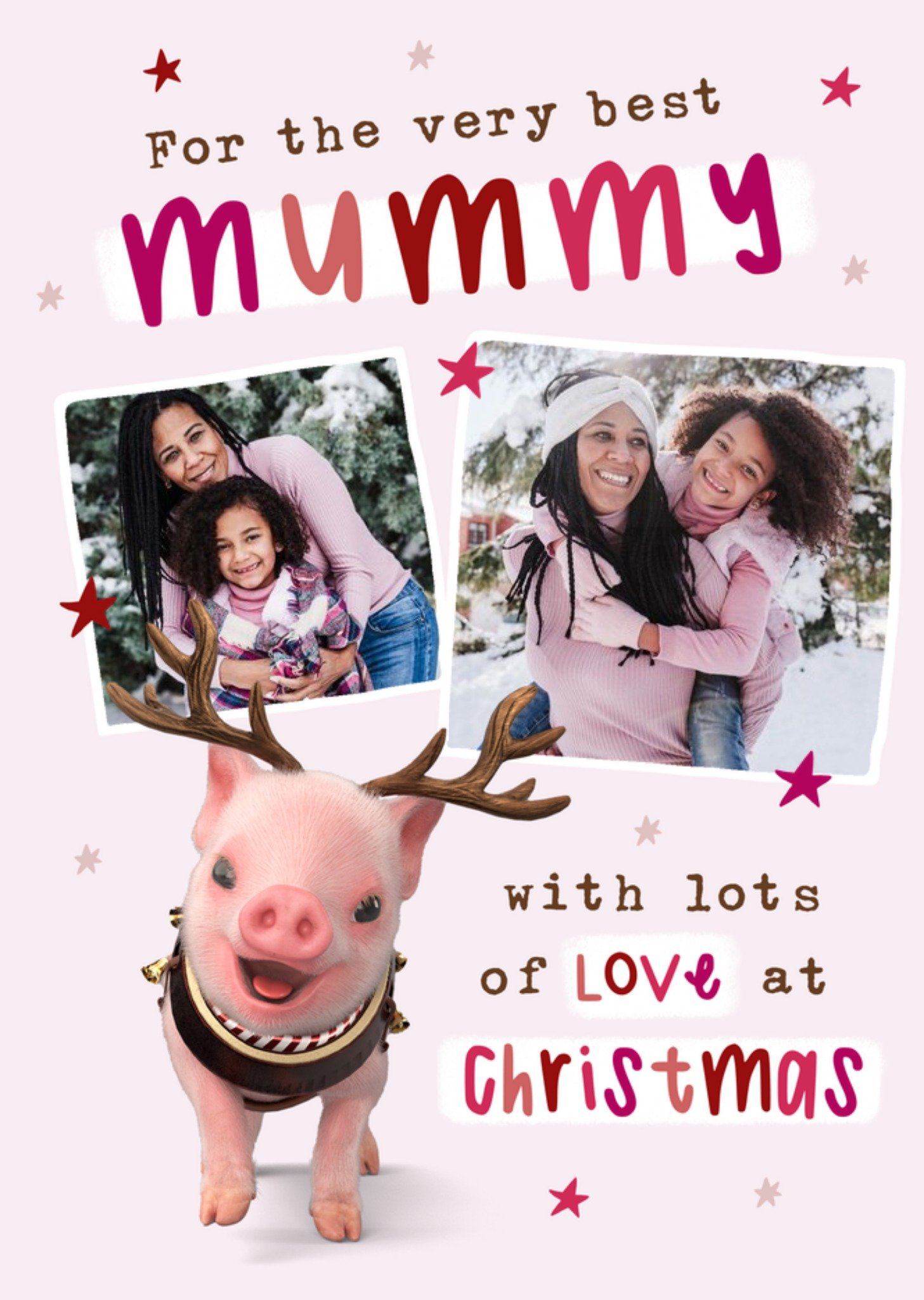 Moonpig Exclusive Moonpigs Cute Reindeer Pig Very Best Mummy Photo Upload Christmas Card