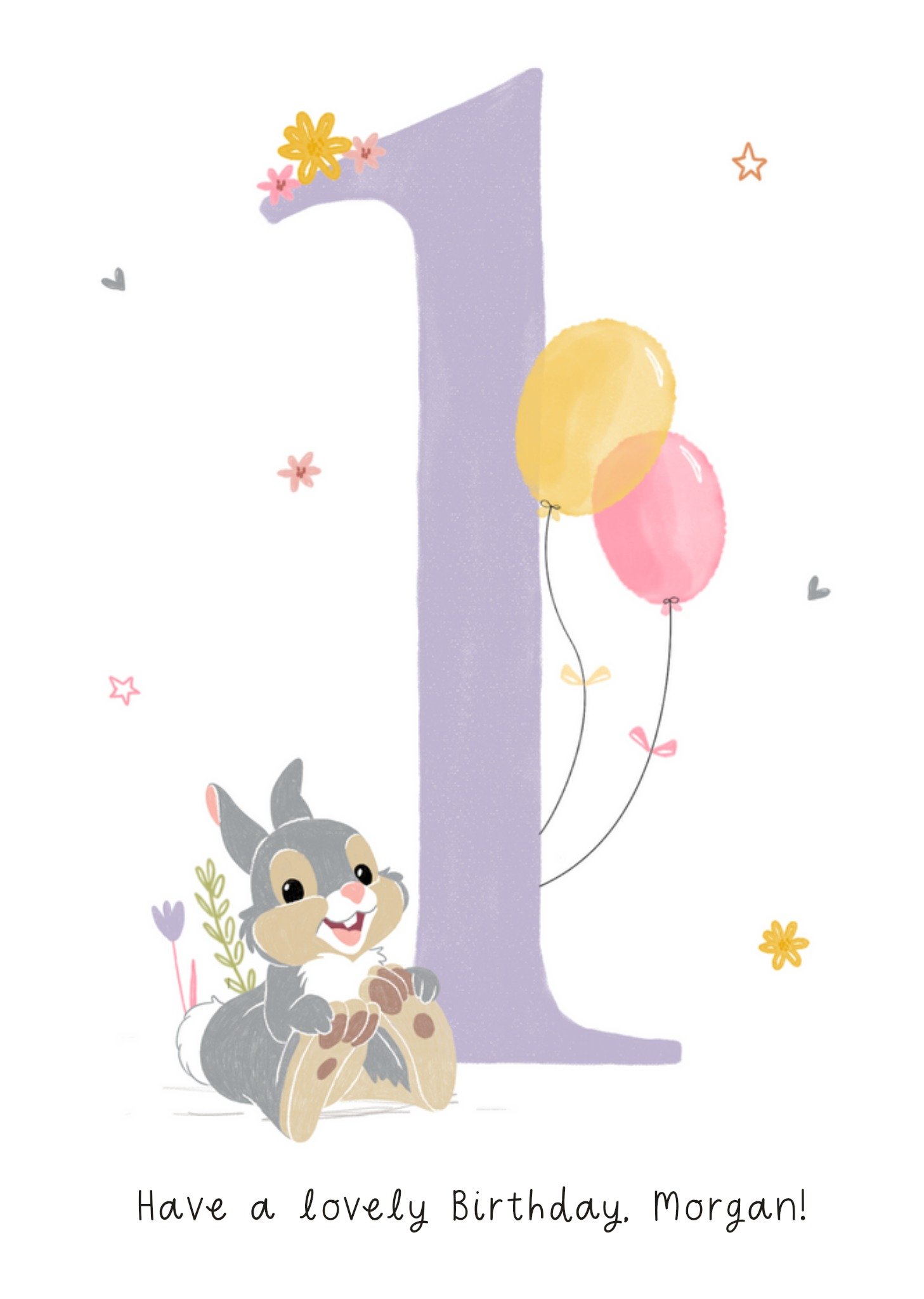 Disney Bambi 1 Today Have A Lovely Birthday Illustrated Thumper Birthday Card, Large