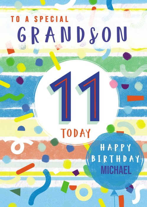 To A Special Grandson 11th Birthday Card