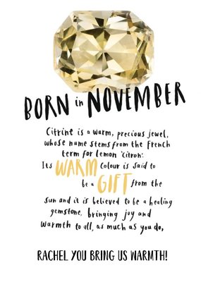 Born In November Personalised Birthday Card