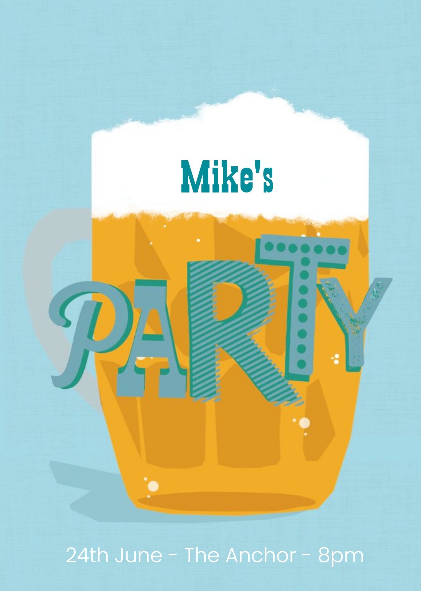 Moonpig Big Beer Personalised Birthday Party Invitation