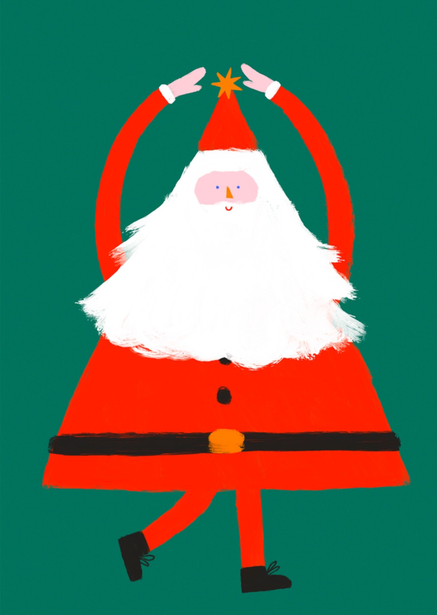 Moonpig Santa Dancing Illustrated Rumble Christmas Card