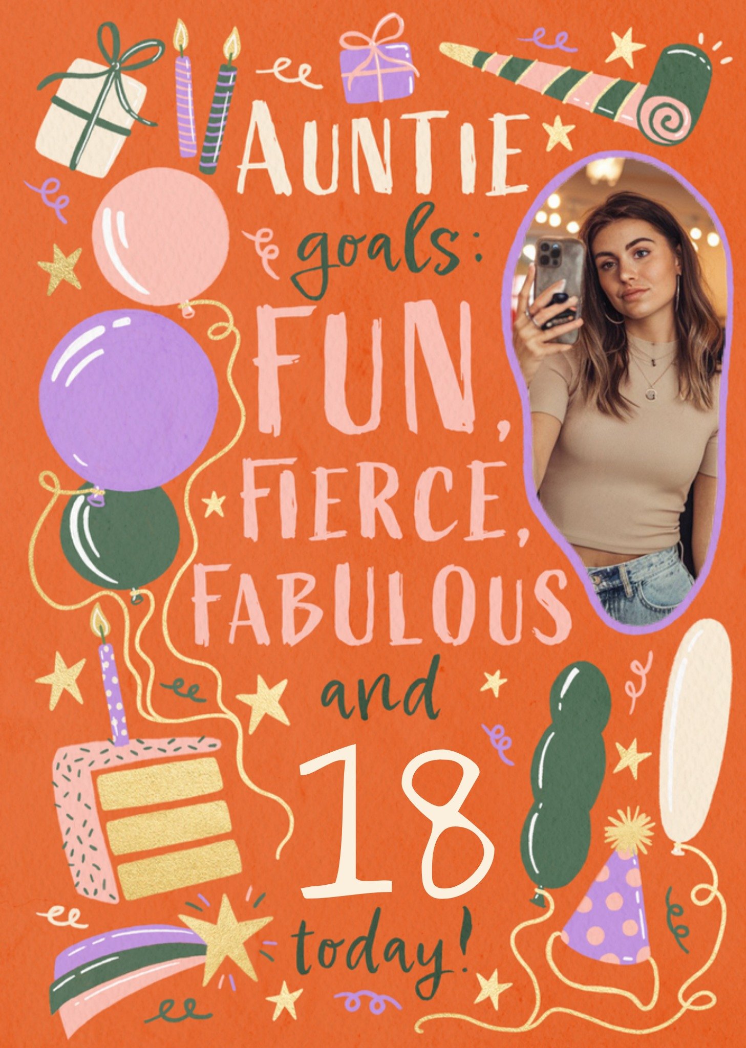 Moonpig Auntie Goals Photo Upload Birthday Card