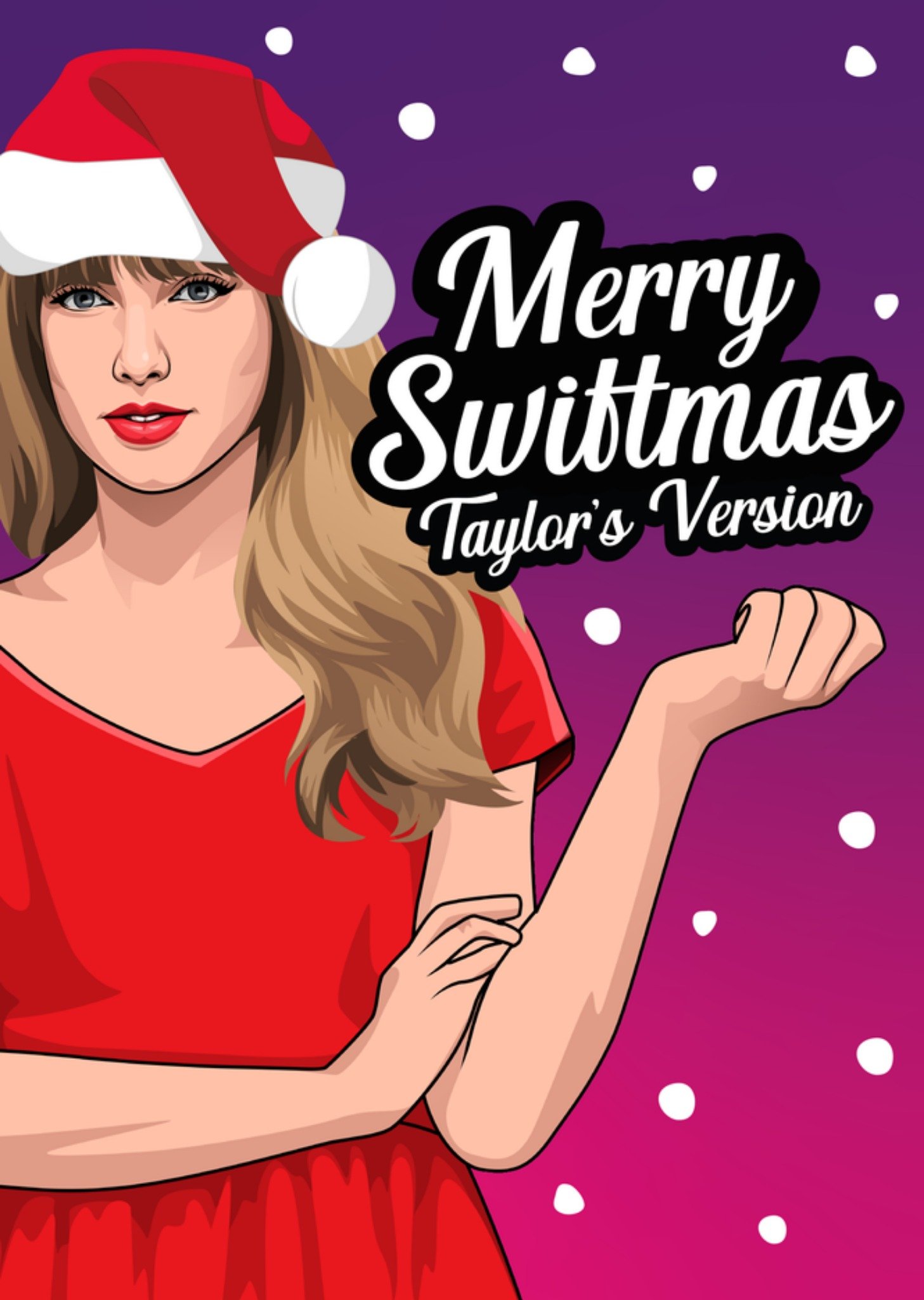Moonpig Funny Pun Topical Merry Swiftmas Illustration Christmas Card