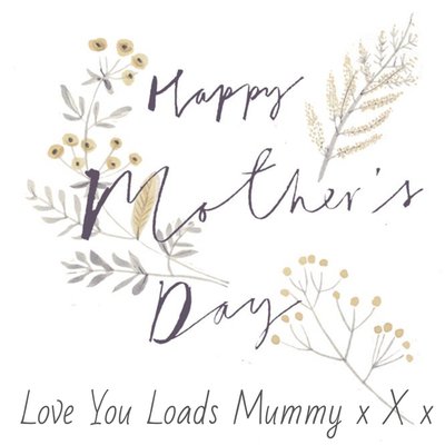 Neutral Foliage Personalised Mothers Day Card