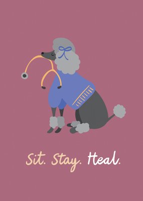 V Coterie Sit Stay Heal Typographic Illustrated Card