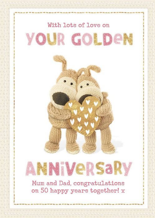 Boofle cute sentimental 50th Golden Anniversary card for Mum and Dad