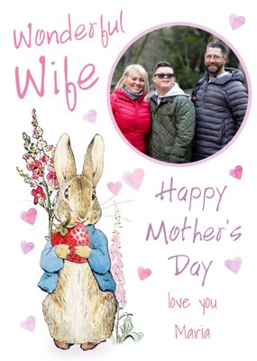 Peter Rabbit Wonderful Wife Mothers Day Photo Upload Card