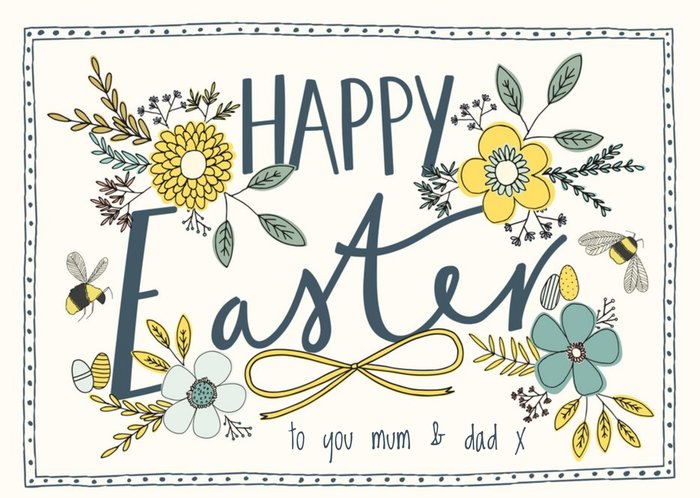 Floral Happy Easter Mum & Dad Card