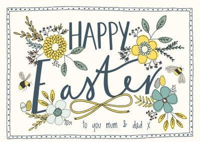 Floral Happy Easter Mum & Dad Card