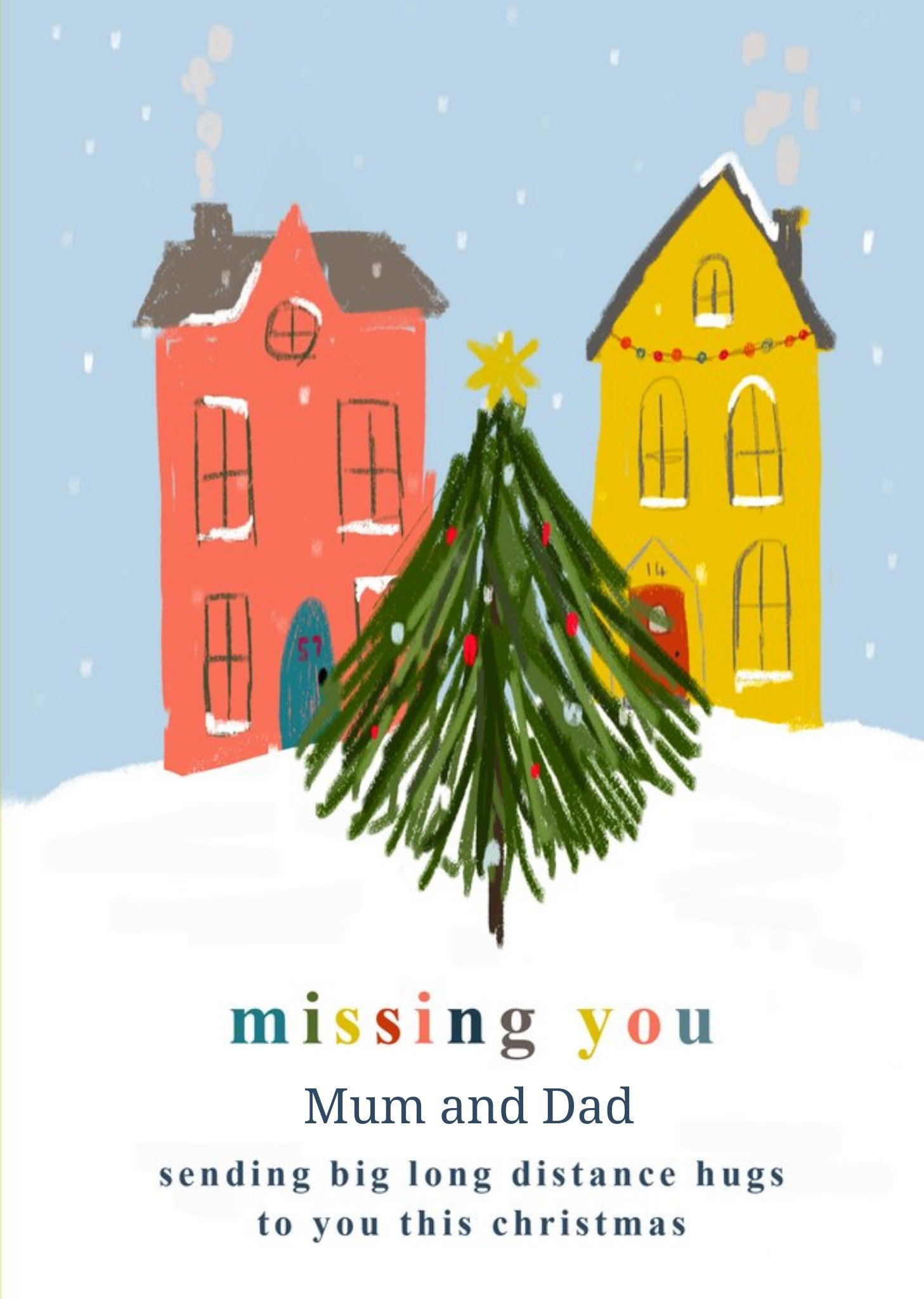 Moonpig Sketched Long Distance Hugs Missing You At Christmas Card