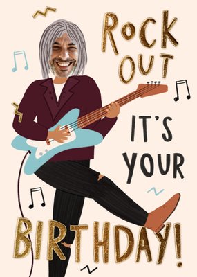 Rock Out Face Upload Birthday Card