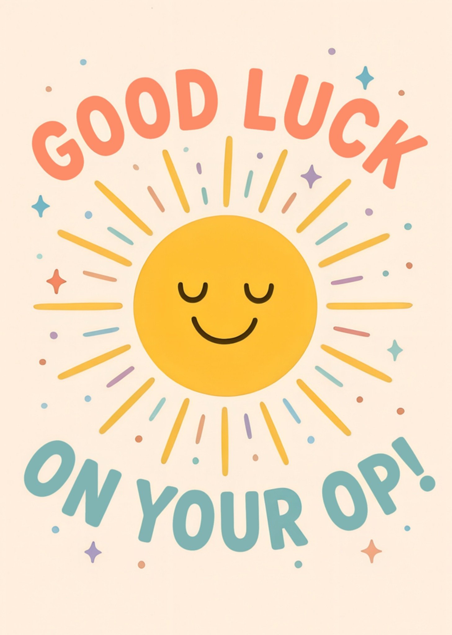 Moonpig Cute Smiling Sun Good Luck On Your Op Get Well Card