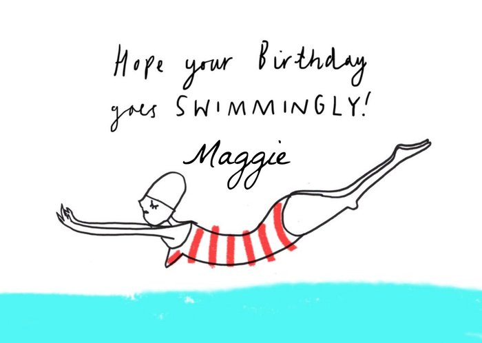 Swimmingly Personalised Happy Birthday Card