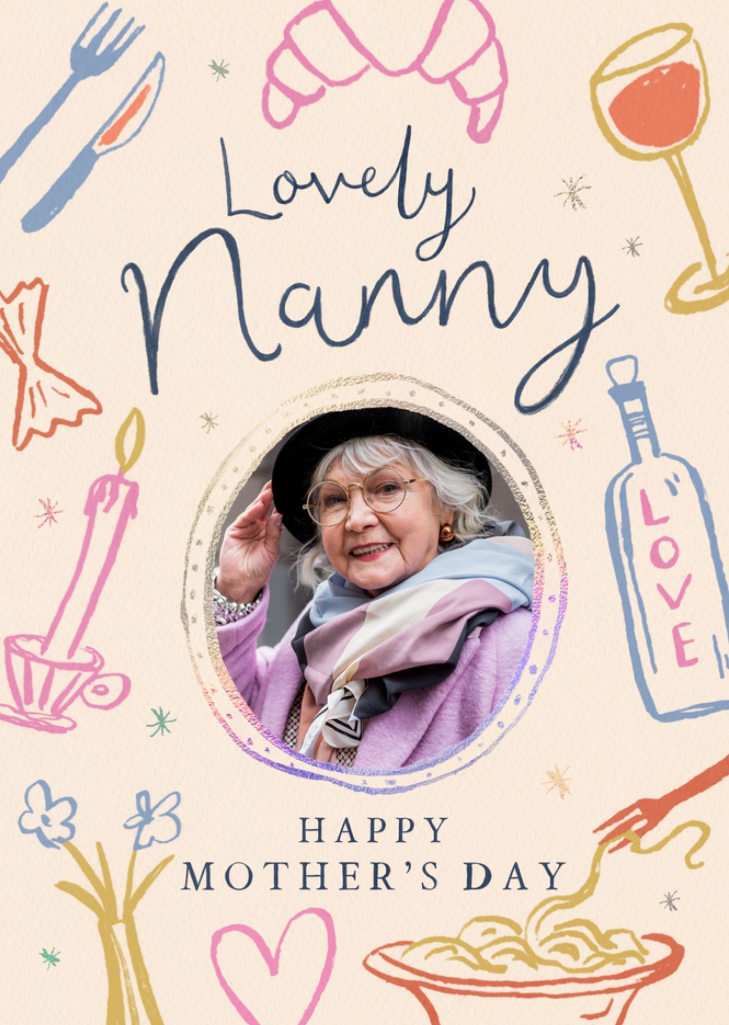 Moonpig Lovely Nanny Illustrated Photo Upload Mother's Day Card