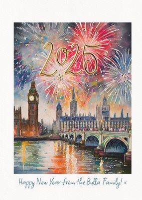 Traditional London Fireworks Scene 2025 Happy New Year Card