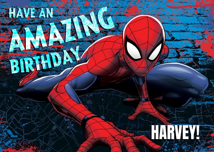 Marvel Spiderman Personalised Have An Amazing Birthday Card