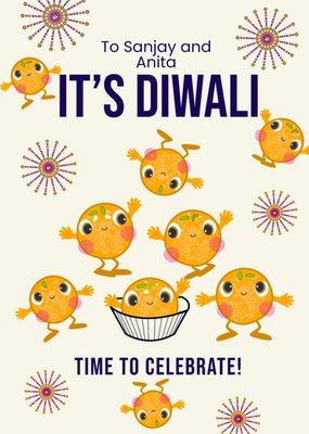 Bright Graphic Diwali Sweets and Mandalas. It's Diwali Time To Celebrate Card