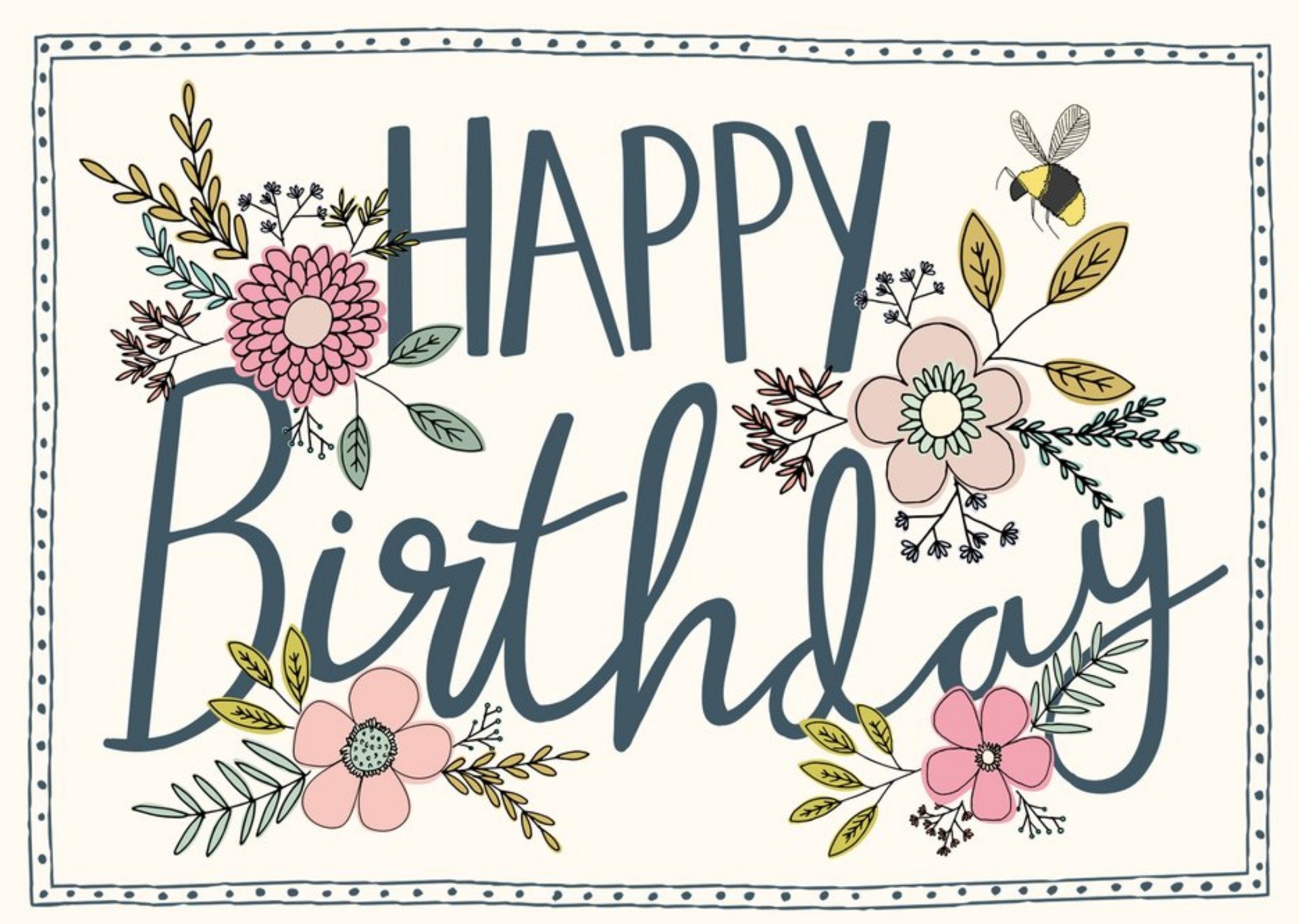 Moonpig Birthday Card - Flowers And Bees