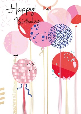 Pink Balloons Happy Birthday Card