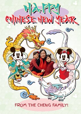Disney Mickey And Minnie Mouse Dragon Photo Upload Chinese New Year Card