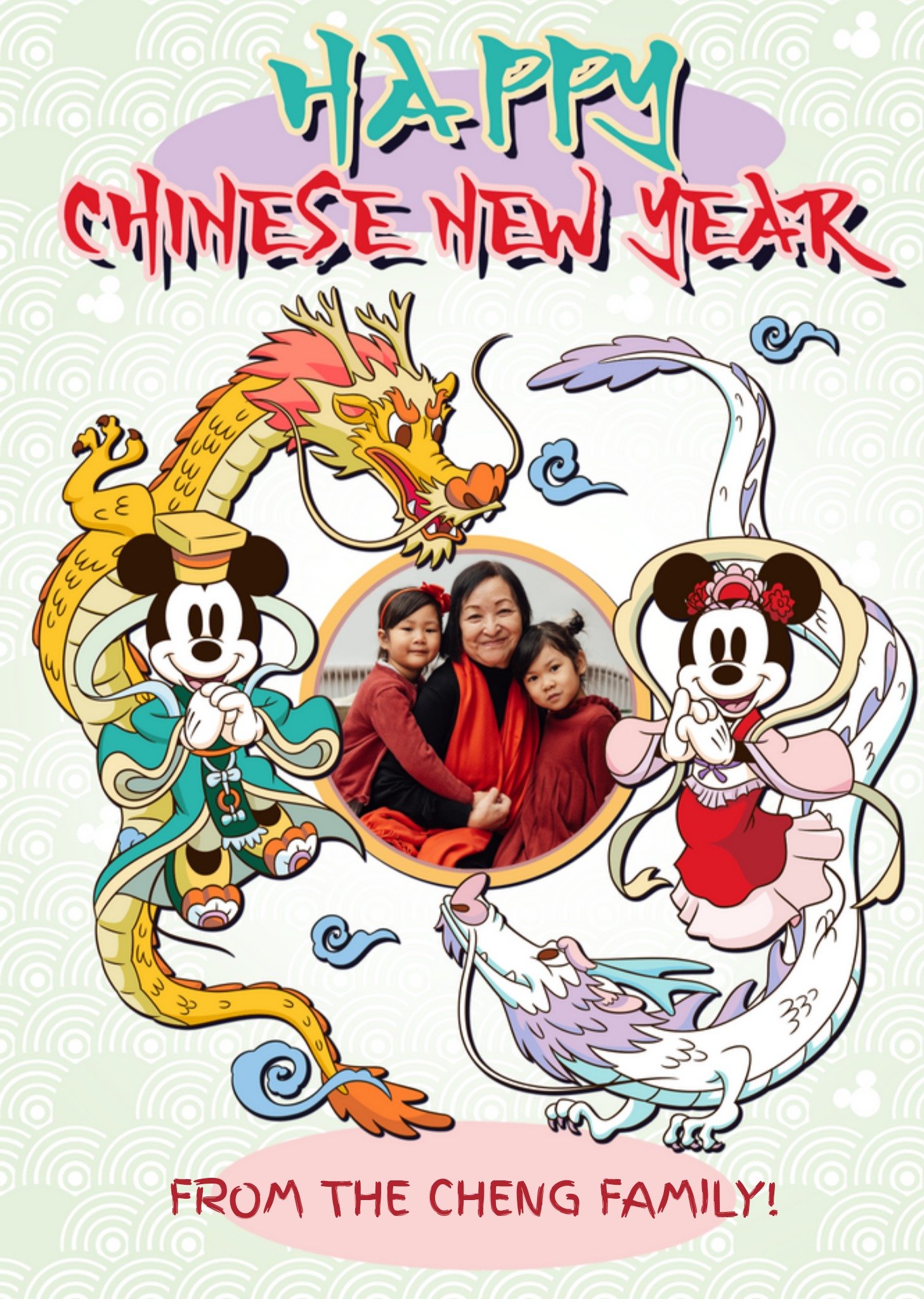 Mickey Mouse Disney Mickey And Minnie Mouse Dragon Photo Upload Chinese New Year Card Ecard