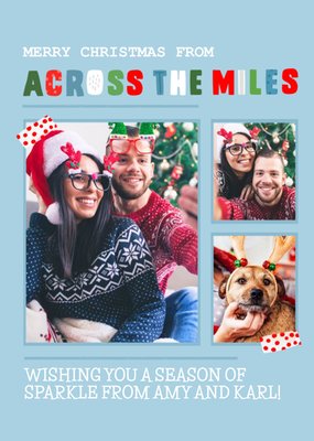 Modern Across The Miles Christmas Photo Upload Card