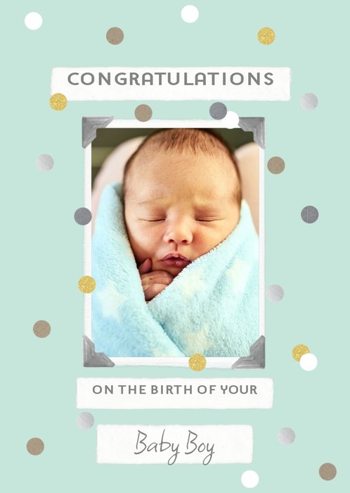 New Baby Boy Photo Upload Congratulations Postcard