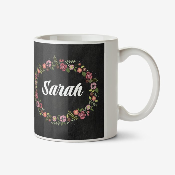 Floral mug - chalkboard mug