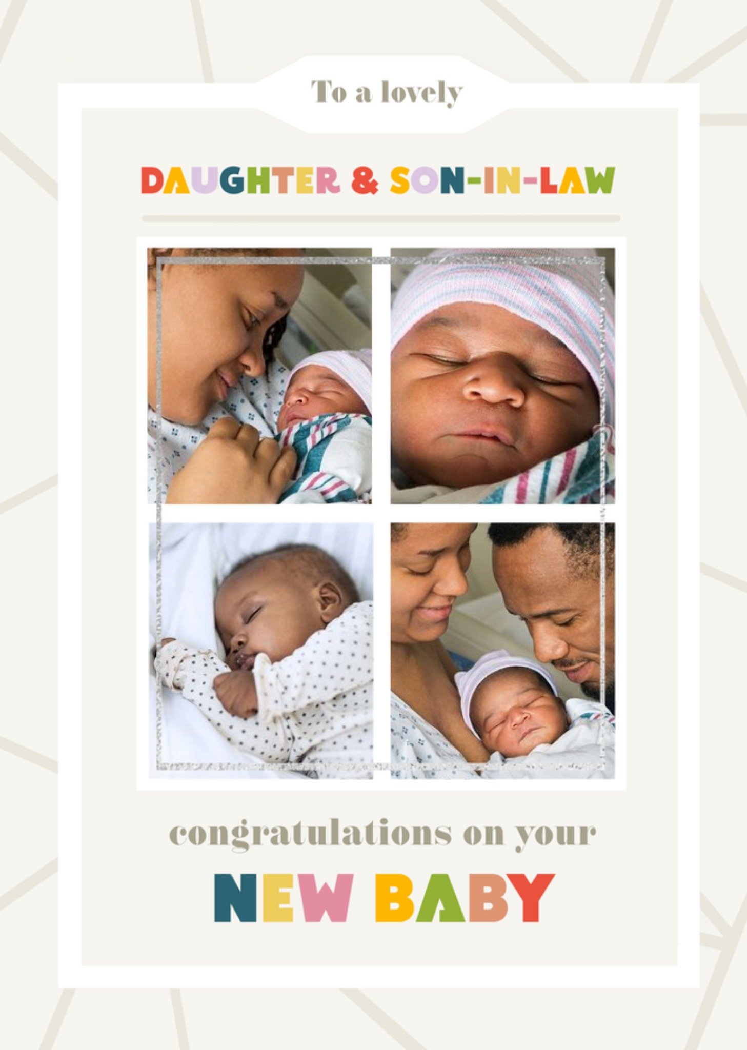 Moonpig Multiple Photo Frames With Colourful Text Daughter And Son In Law's New Baby Photo Upload Ca