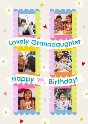 Making Memories Lovely Granddaughter Happy 9th Birthday Photo Upload Card