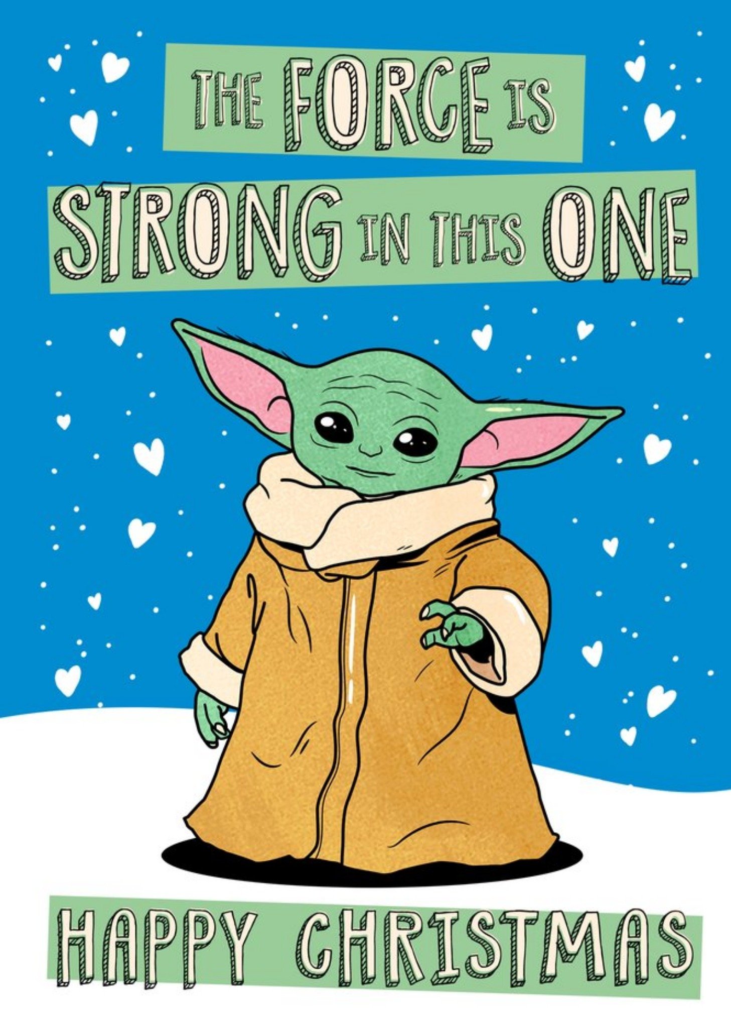 Disney Star Wars The Mandalorian Force Is Strong Baby Yoda Christmas Card