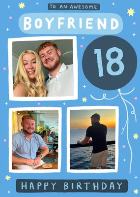 Awesome Boyfriend Happy 18th Photo Upload Birthday Card