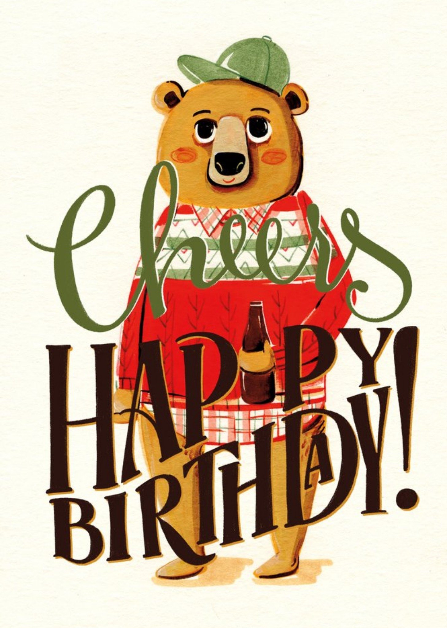 Moonpig Illustration Of A Bear Enjoying A Beer Birthday Card