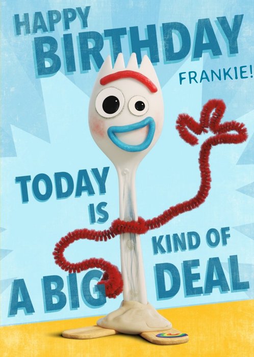 Toy Story 4 Forky Birthday Card Today is kind of a big deal