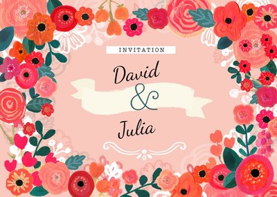 Bright Flowers Wedding Invitation