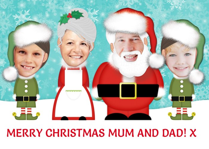 Trading Faces Santa & Family Christmas Card
