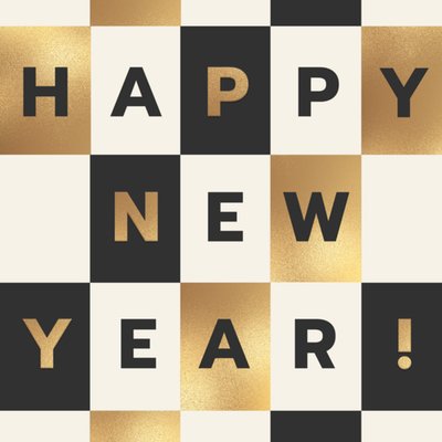 Happy New Year Colour Block Typography Card