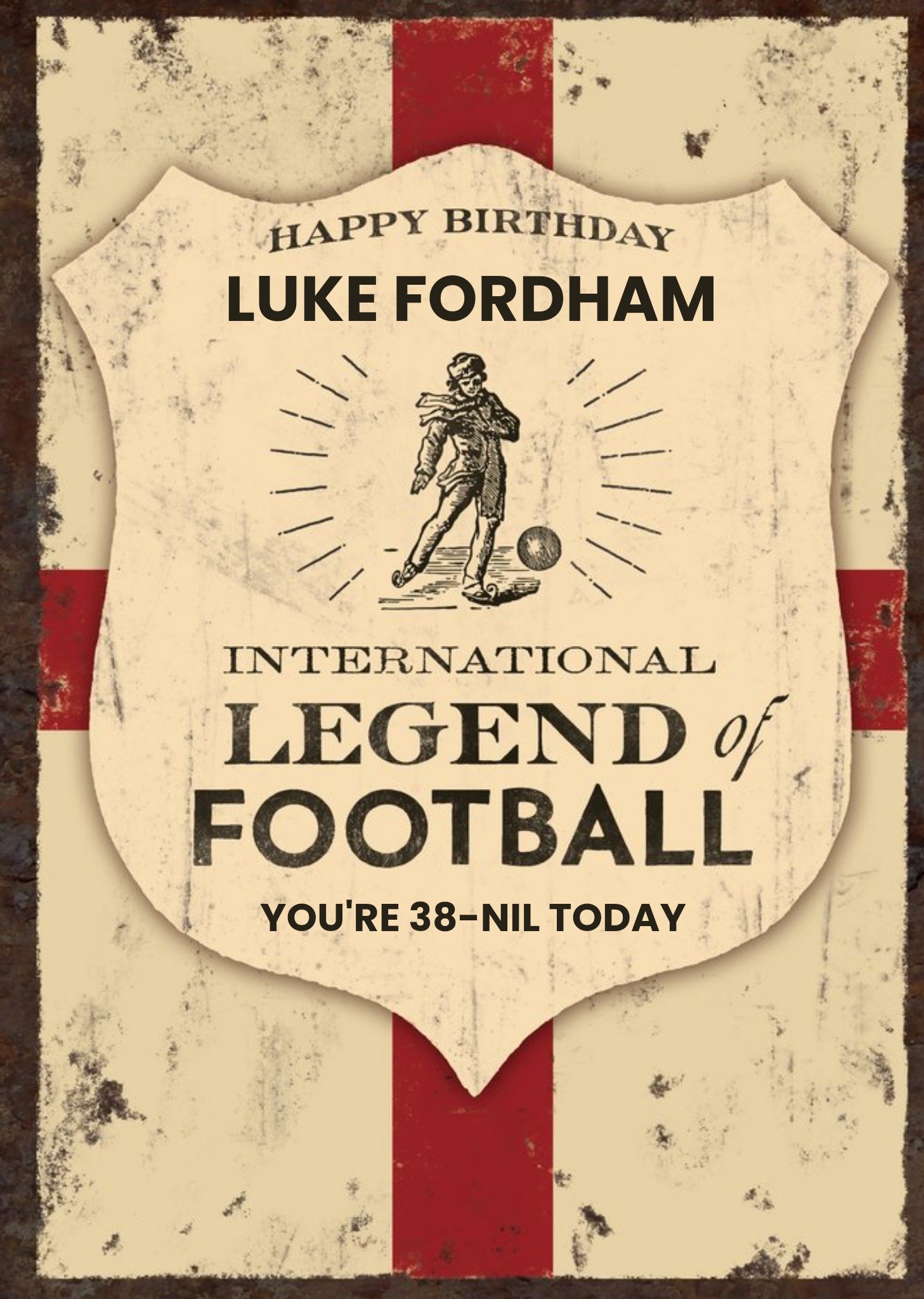 Moonpig Englands Football Legend Personalised Name Card