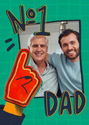 No 1 Dad Foam Finger Illustrated Photo Upload Card