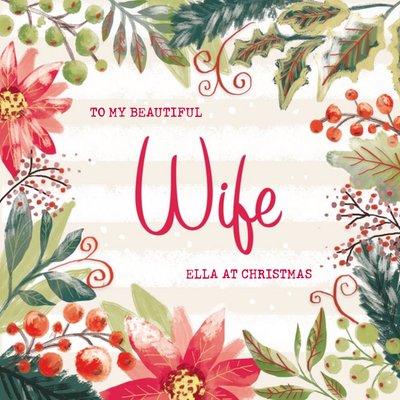 Traditional Beautiful Wife floral Christmas card