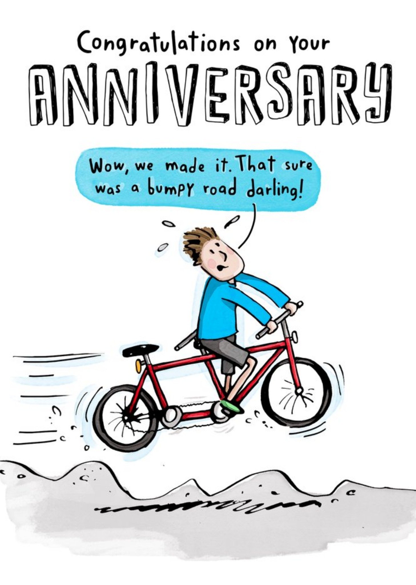 Moonpig Illustration Tandem Bicycle Bike Pendle Couple Humour