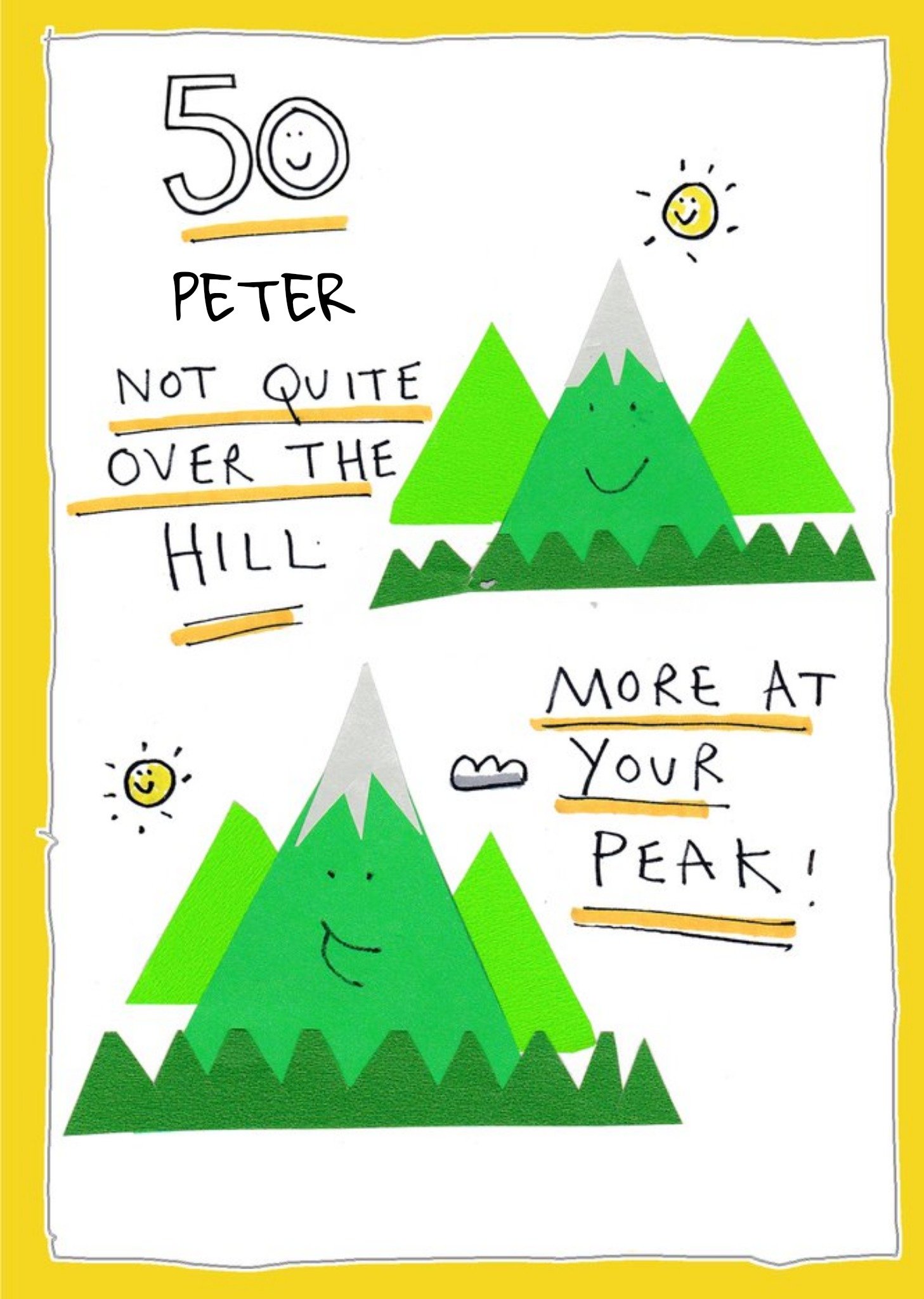 Moonpig Funny Old Age Not Over the Hill More At Your Peak Friend 50th Birthday Card
