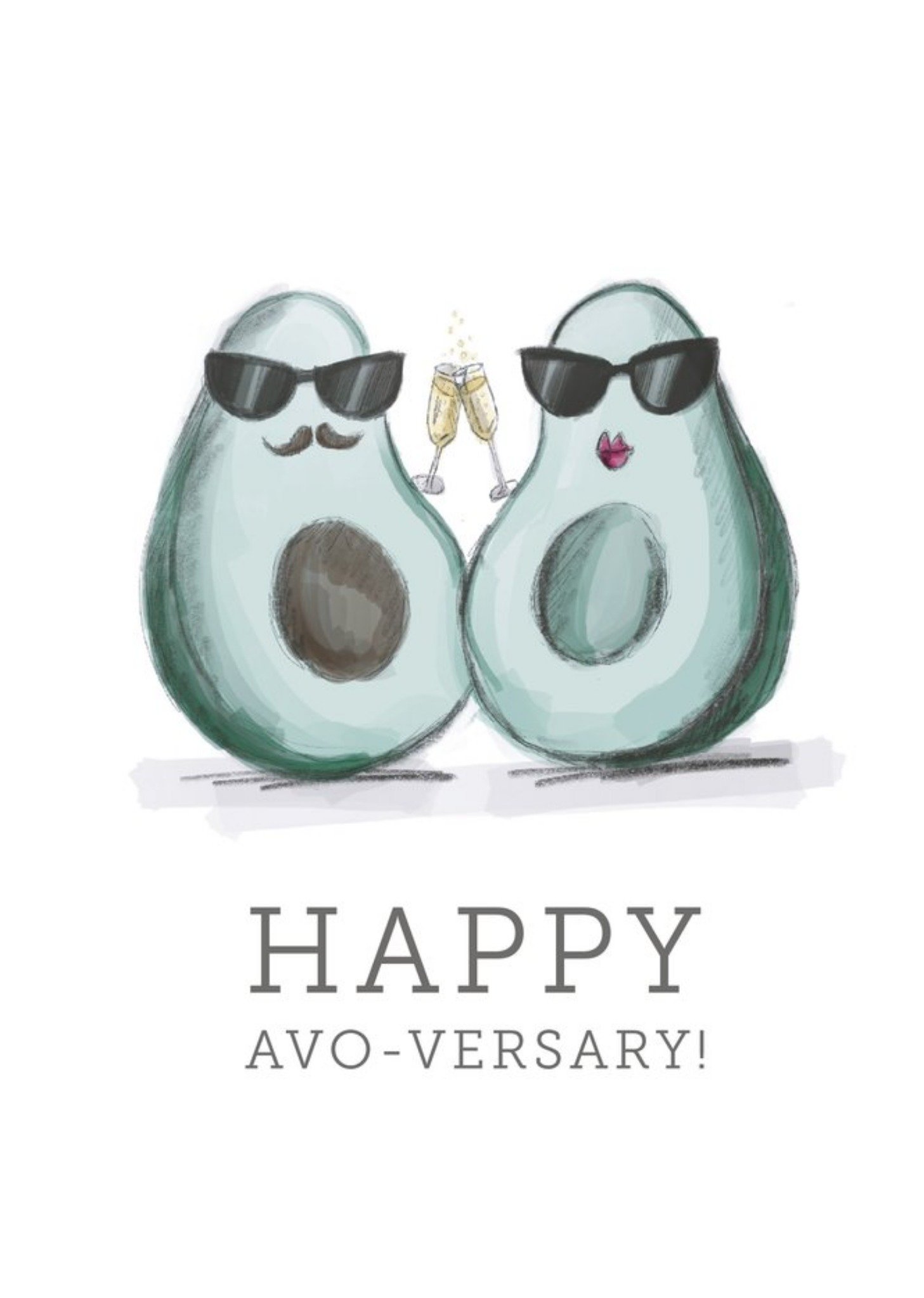 Moonpig Illustration Of Two Avocado Characters Funny Pun Anniversary Card