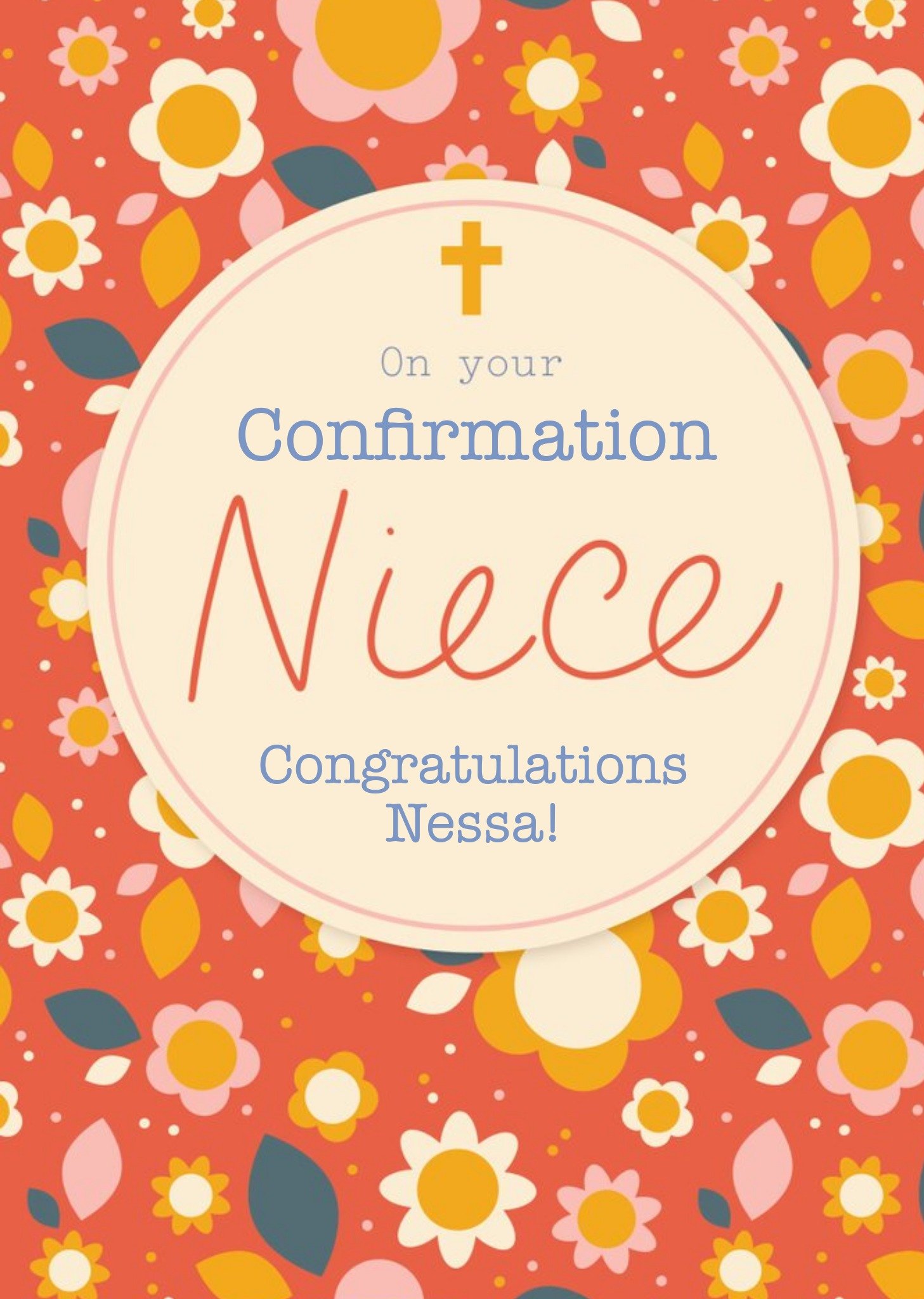 Moonpig Floral Pattern Niece Confirmation Card, Large