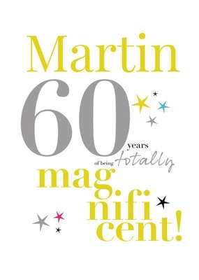 Papagrazi Bright Typographic 60th Customisable Birthday Card